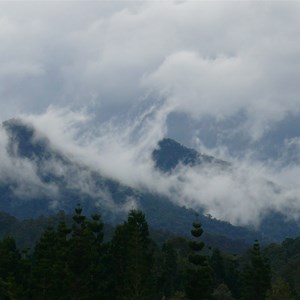 Sweeping clouds over the mountains
