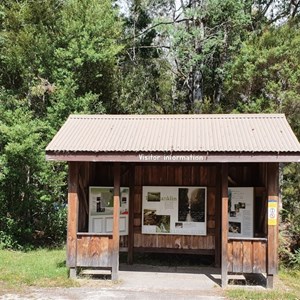 Shelter and information signs.