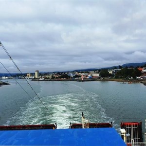 The Spirit of Tasmania departing Devonport via the Mersey River.