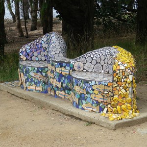 Seat along foreshore pathway