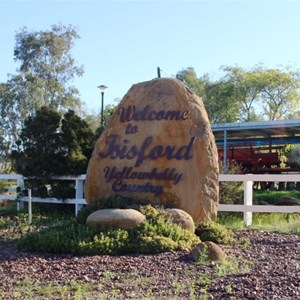 The sign at the entrance to the town from Blackall.