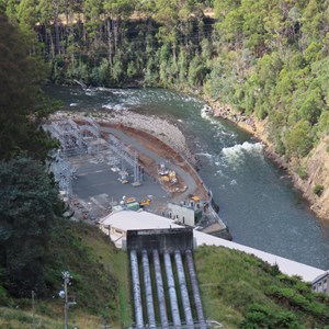 Switchyard, penstocks and power station roof