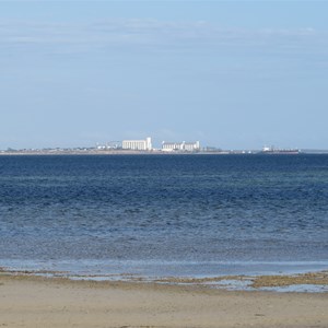 View across bay to Ceduna silos