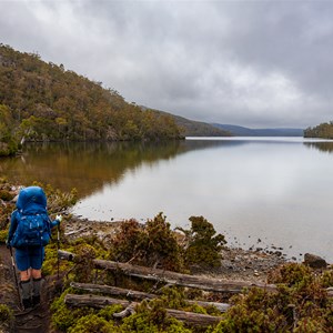 Hiking alongside Lake Adelaide on the Junction Track