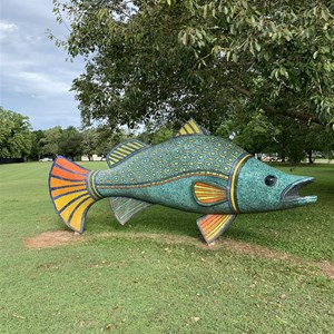 Mosaic barrumundi fish