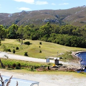 The launching ramp on Lake Pedder, adjacent to the accommodation.