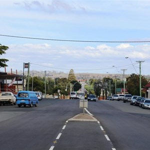 The long main street, viewed from the north.