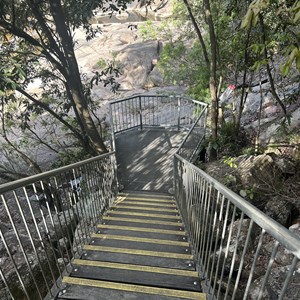 View of the final stairs to the Base of Falls Lookout