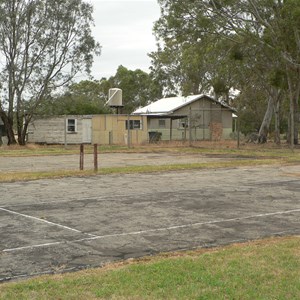 Looking from the school across the tennis courts to the teacher's residence.