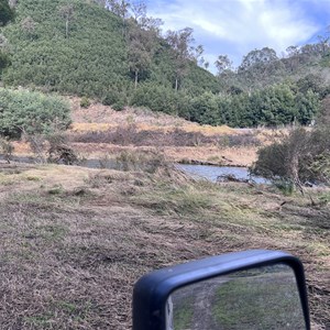 River campsite just off the road