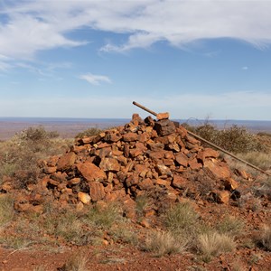 The summit cairn and post