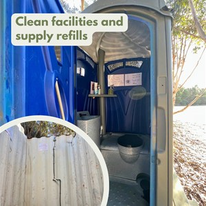 Portaloo and warm bush shower