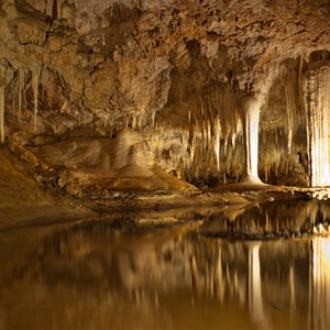 Inside lake cave