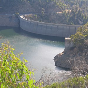 Concrete arch dam where valley narrows