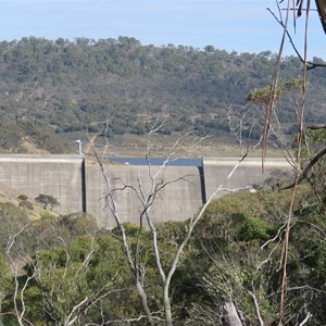 Dam wall built where valley narrows