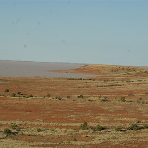 Moonda Lake and the red bluffs - 12 July 2011