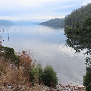 Hazy lake view