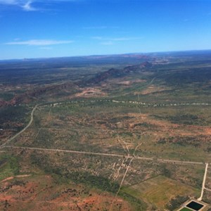 View of East MacDonnell Ranges from above Alice Springs