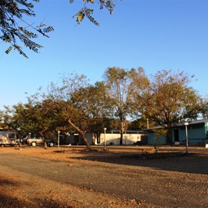 Part of the caravan park area showing the amenities block