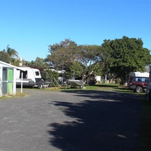 Part of the caravan park grounds