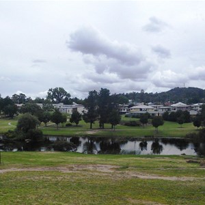 View over the creek and park lands near the Information Centre
