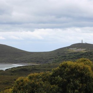 The original Cape Bruny Lighthouse and the much smaller replacement on the left