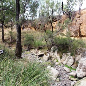 The dry creek by the camping area