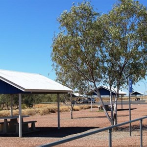 Clean picnic shelters with bins