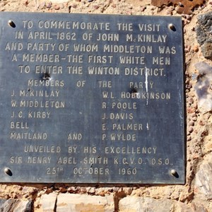 A plaque commemorates the expedition through the area.