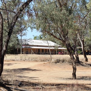 View of Nindigully Pub between the trees