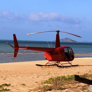 A tourist helicopter on Punsand Bay Beach 