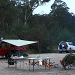 Camping on the Snowy River in Victoria