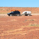 Our vehicles on the side of the Birdsville Track