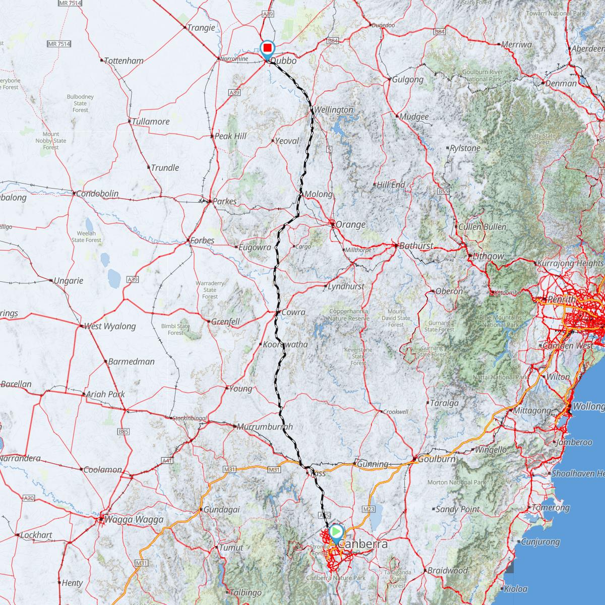 Canberra to Dubbo NSW